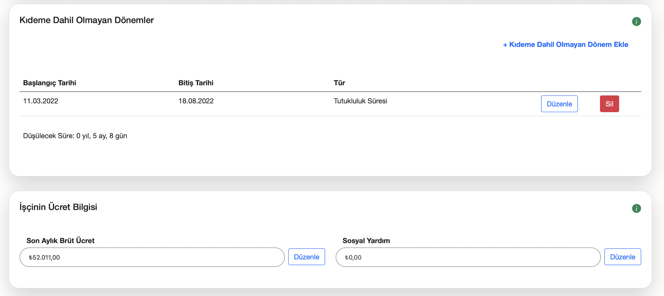 İhbar tazminatı ihbar süresi ekranı