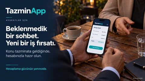 Kafedeki görüşmede telefondan TazminApp hesap özetini paylaşan avukatın elleri.