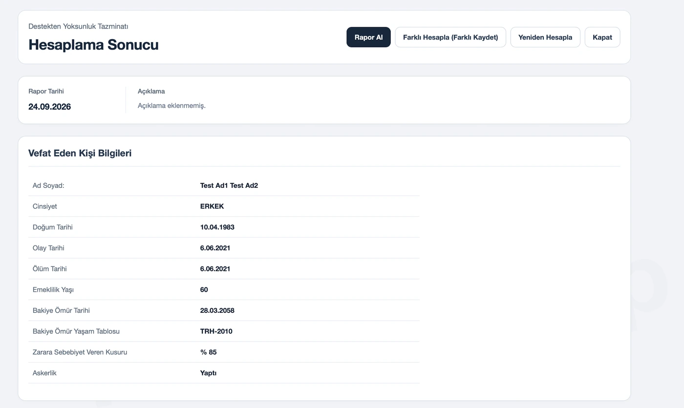 TazminApp destekten yoksun kalma hesabı: Hesabın dayanakları