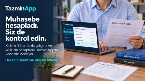 İşverenin muhasebe belgesini TazminApp ekranıyla karşılaştıran elleri; yüzü kadraj dışında.