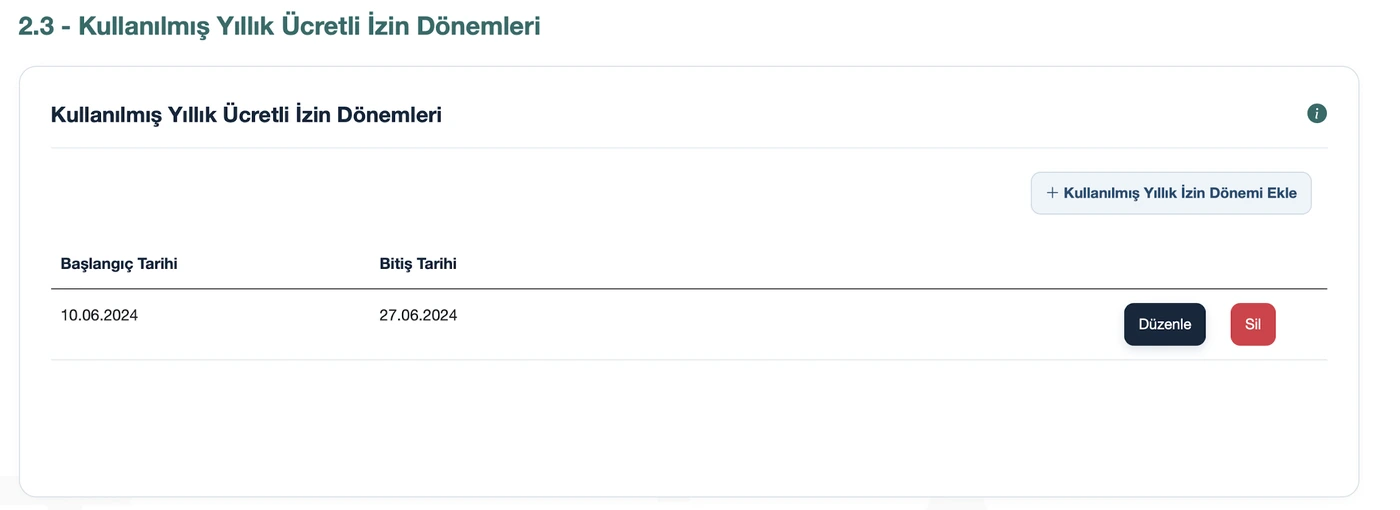 TazminApp yıllık izin ücreti hesabı: İzin dönemleri